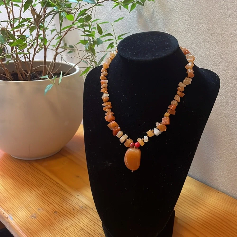 Vintage Orange Honey Stone Necklace